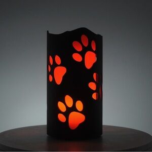 NWT Dog Paw Prints - Metal Candle Holder Luminary & LED Pillar Candle